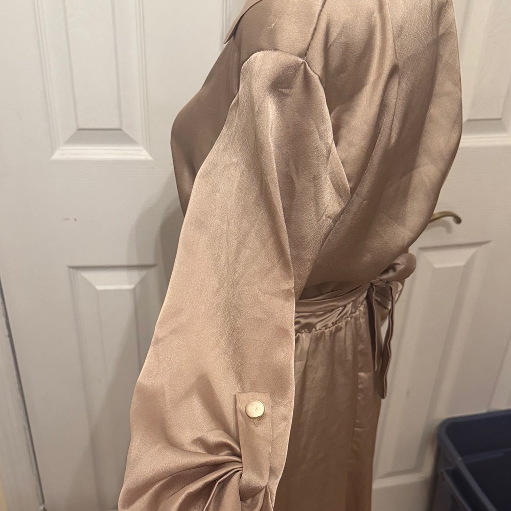 Elegant Satin Gold Dress - Picture 14 of 16